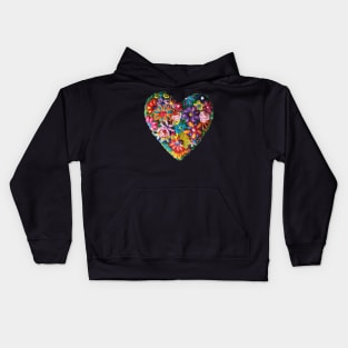 Embroidered heart Mexican flowers handmade boho chic colorful string art Kids Hoodie